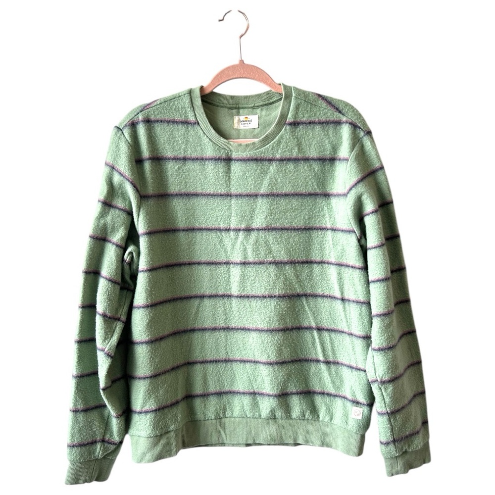 Marine Layer Crewneck Stripe Sweatshirt Green Blue Purple Size M EUC L0821 - Picture 2 of 8